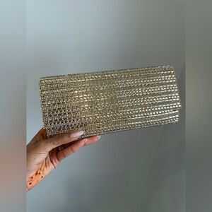 Gold Crystal-Embellished Women's Evening Clutch
